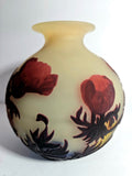 Magnificent Muller Freres Luneville acid-etched Poppies Vase Circa 1920