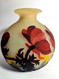 Magnificent Muller Freres Luneville acid-etched Poppies Vase Circa 1920