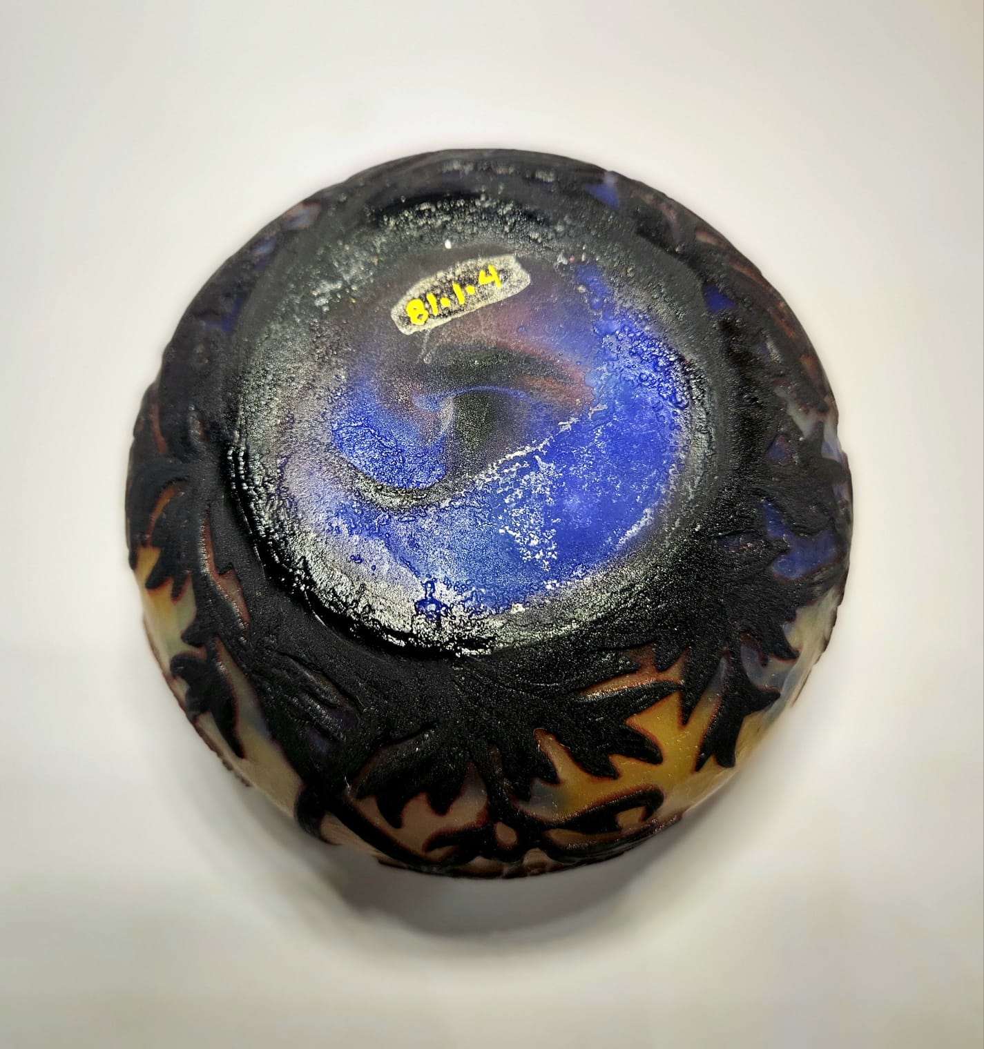 Magnificent Muller Freres Luneville acid-etched Poppies Vase Circa 1920