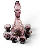 Rare Small Empoli Purple Etched Glass Decanter Set / Genie Bottle