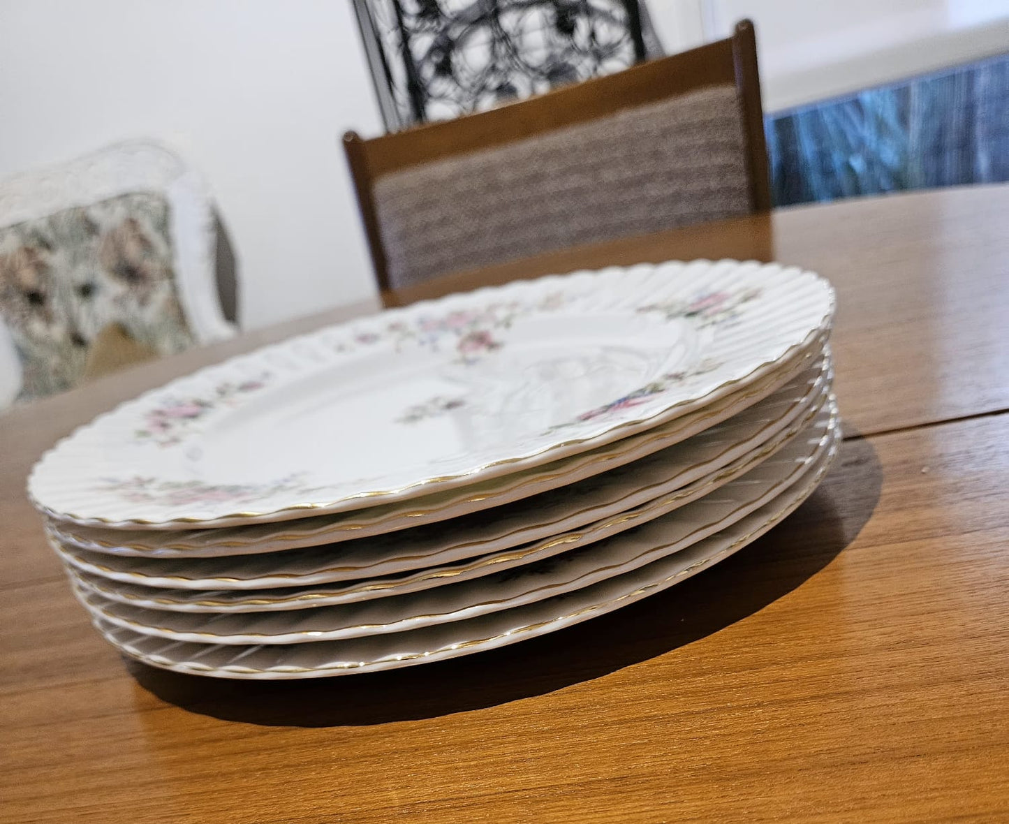 6 x Royal Albert "MOSS ROSE" Dinner Plates 26cm