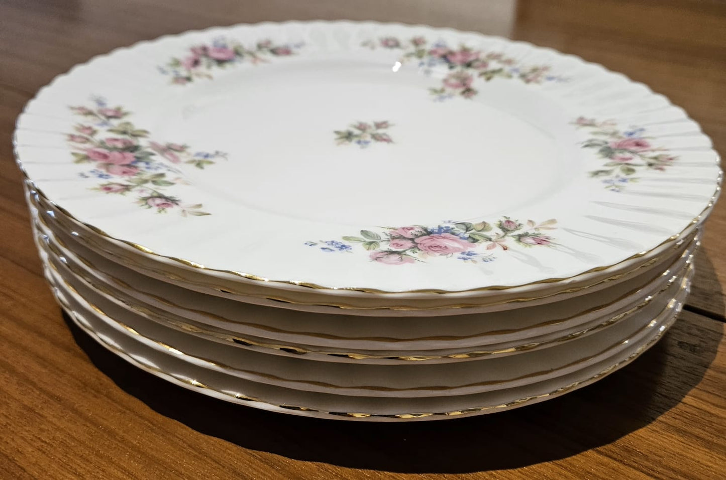 6 x Royal Albert "MOSS ROSE" Dinner Plates 26cm