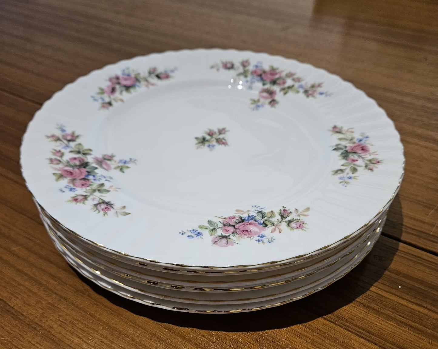 6 x Royal Albert "MOSS ROSE" Dinner Plates 26cm