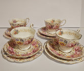 Service à thé Royal Albert Serena 12 pièces, porcelaine fine, fabriqué en Angleterre vers 1940
