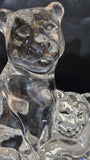 Vintage Lead Crystal Rock RCR Italian Lioness and Cub