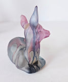 Rueven Art Glass Vase and Fawn figurine Hand Painted Frosted Drip Glaze Finish