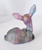 Rueven Art Glass Vase and Fawn figurine Hand Painted Frosted Drip Glaze Finish