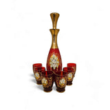 Vintage Venetian Ruby Red Decanter 24c Gold Gilt Murano