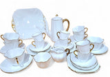 1940s Vintage Shelley- ‘REGENCY’- White and Gold Dainty 37 pcs Tea/Coffee Set