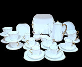 1940s Vintage Shelley- ‘REGENCY’- White and Gold Dainty 37 pcs Tea/Coffee Set