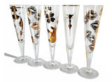 5 Vintage RITZENHOFF Champus Champagne Flutes several Artist Designed