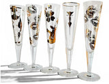 5 Vintage RITZENHOFF Champus Champagne Flutes several Artist Designed