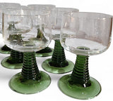Vintage Roemer Spiral Stacked Green stemglasses, set of 6