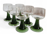 Vintage Roemer Spiral Stacked Green stemglasses, set of 6
