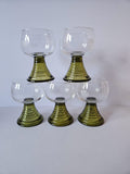 Set of 5 Vintage German Roemer Wine Glasses Hand-Etched Grapevine MCM