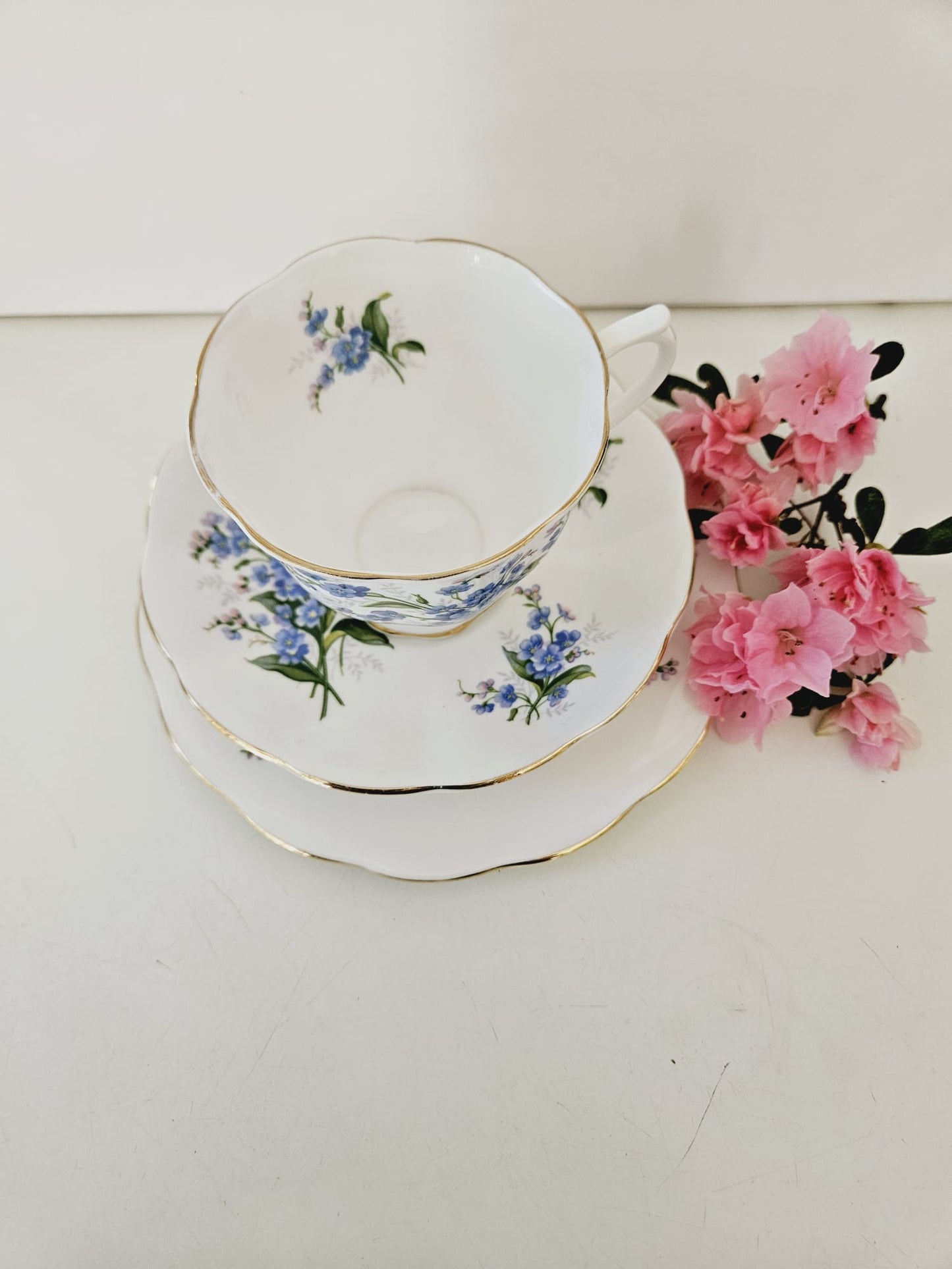 Vintage Royal Albert Trio "Forget me not" footed cup, saucer and side plate c.1950