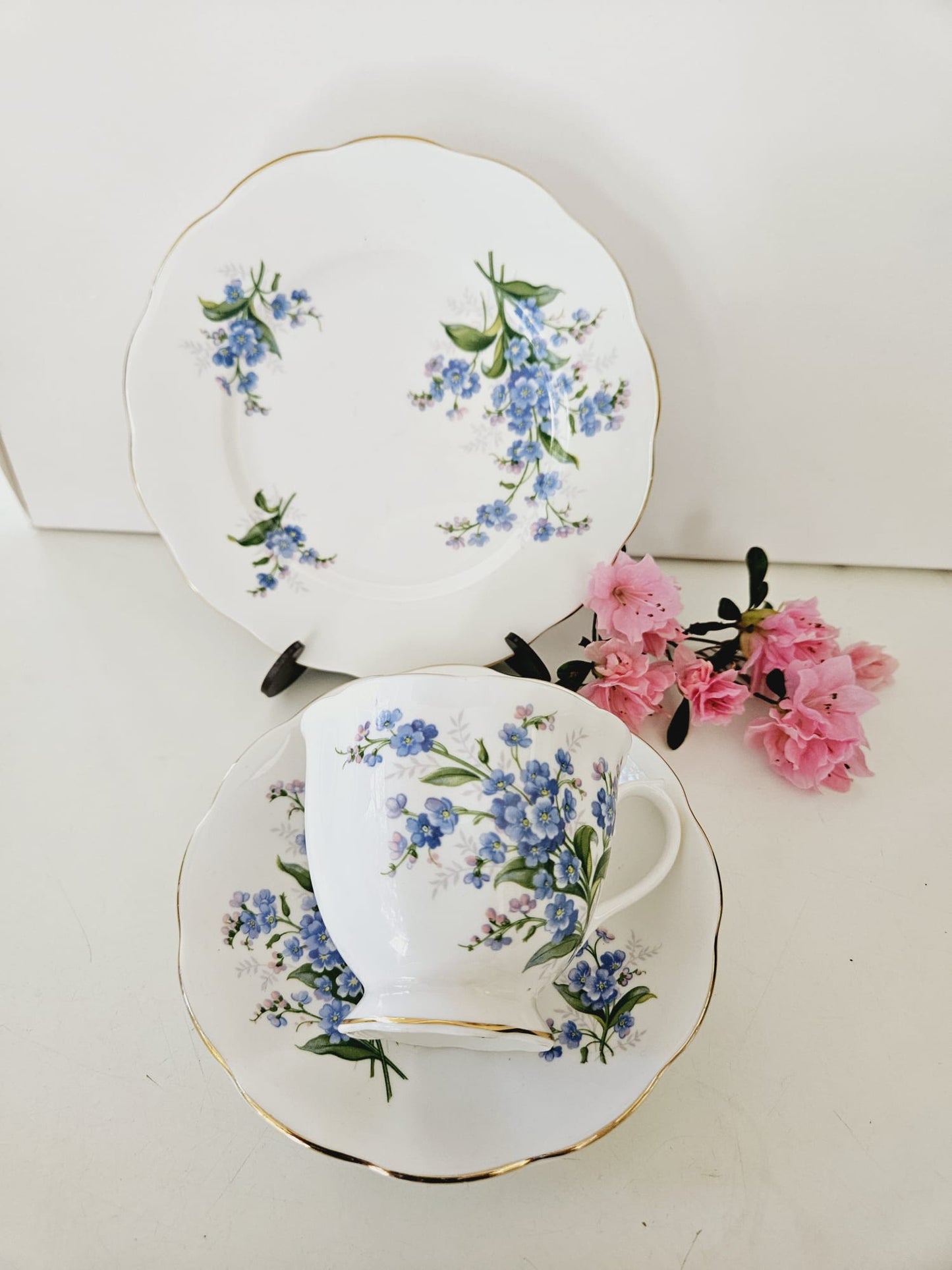 Vintage Royal Albert Trio "Forget me not" footed cup, saucer and side plate c.1950