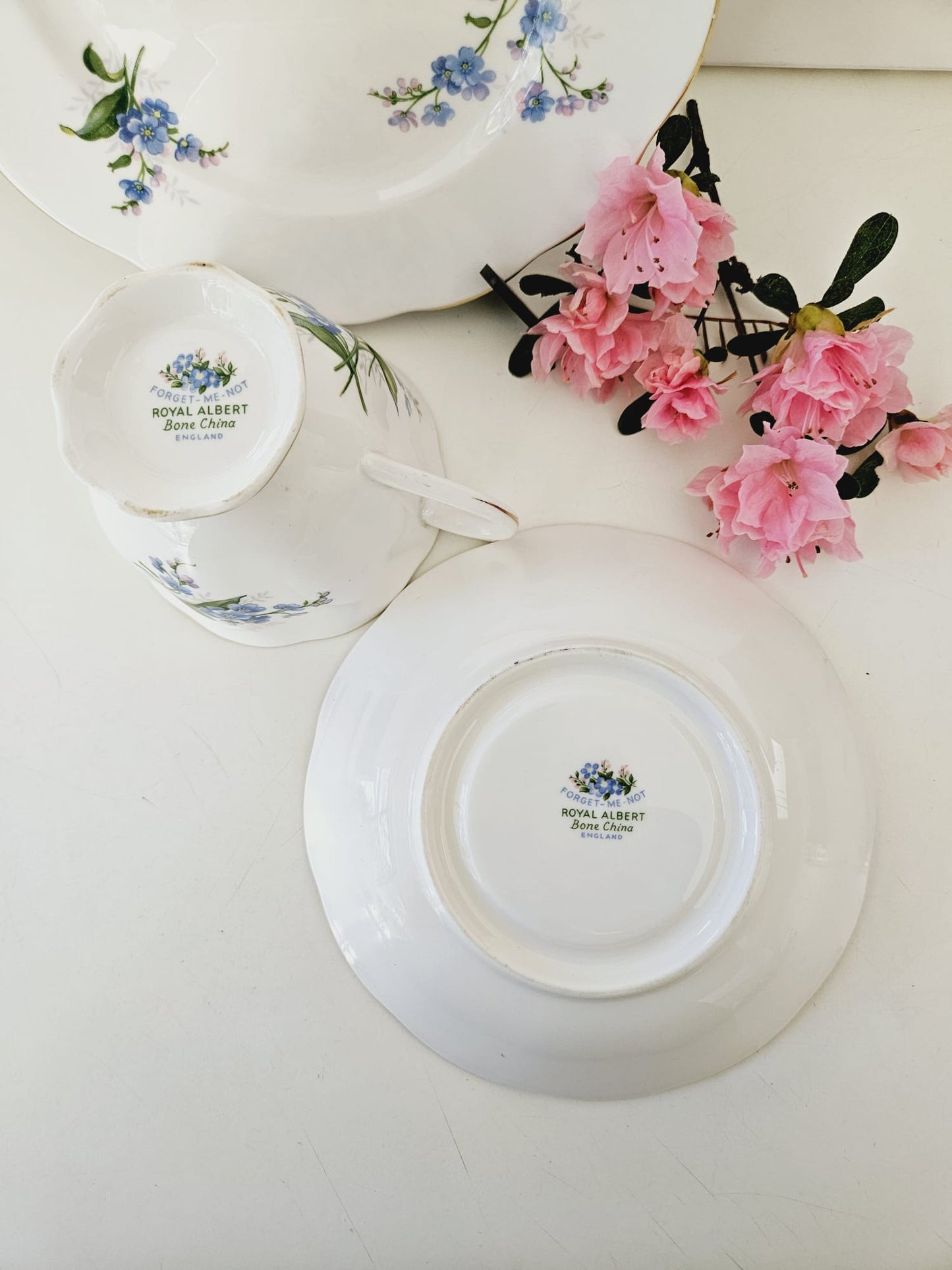 Vintage Royal Albert Trio "Forget me not" footed cup, saucer and side plate c.1950