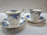 2 x Royal Albert Moonlight Rose Tea Cup saucer and plate trio + 2 Bonus replacement cups