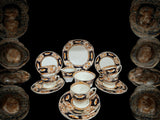 Vintage Royal Cameron Alfred Meakin 16 pcs Tea Set 18K Gold Gild