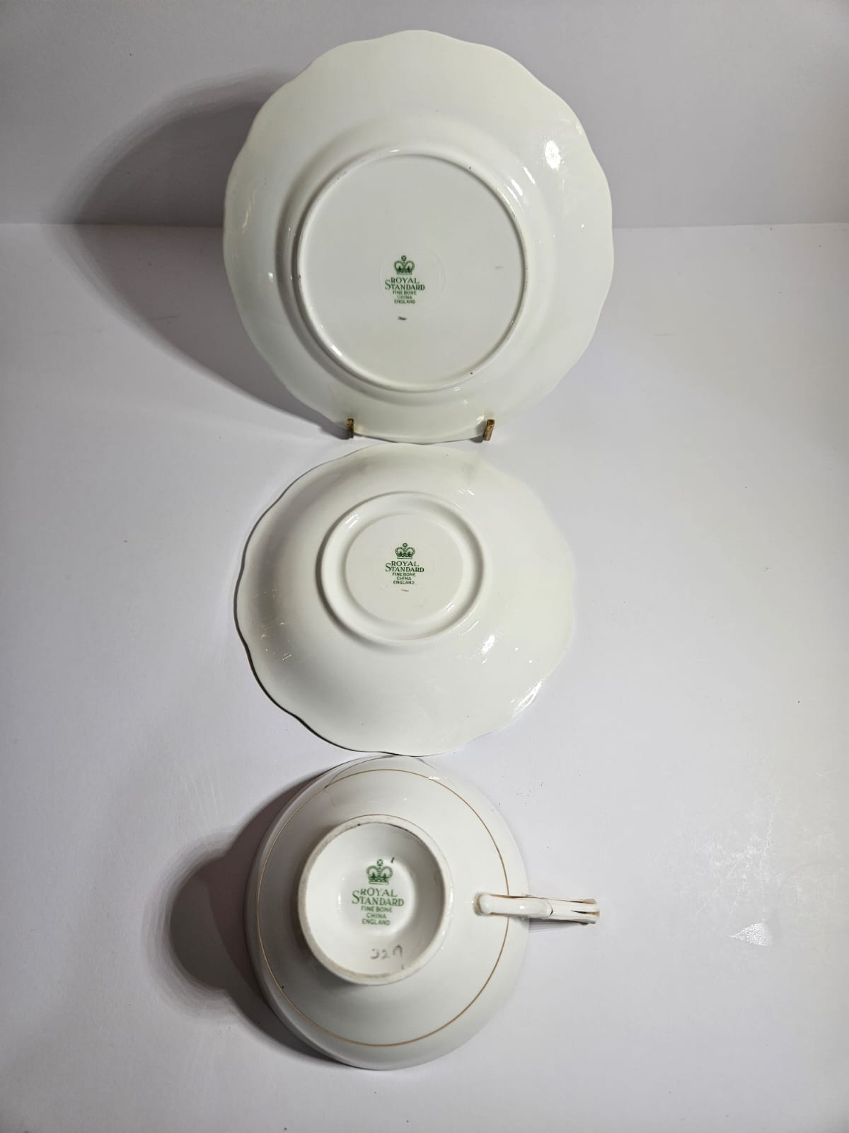 Royal Standard Teal & Gold Trio Fine Bone China with cabbage Roses