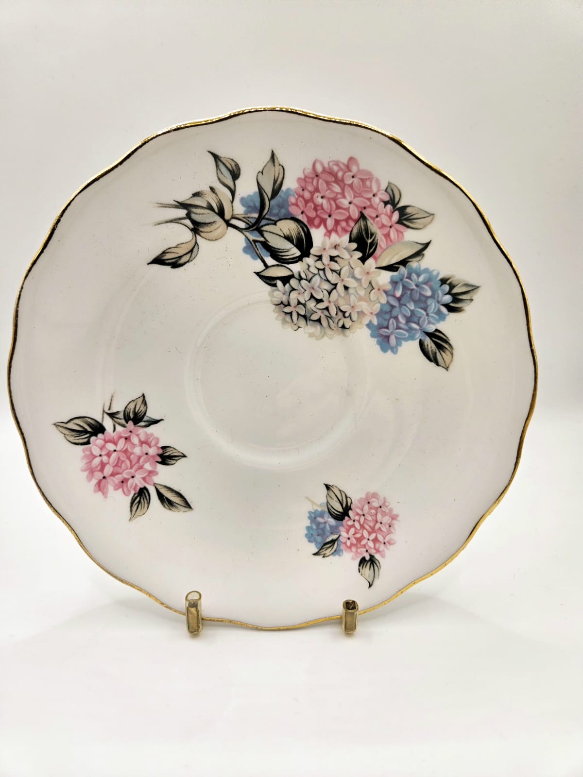 Vintage Royal Vale Bone China Hydrangea Teacup duo 1960s