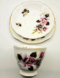 Royal Vale Bone China from England Trio - Roses and Pansies