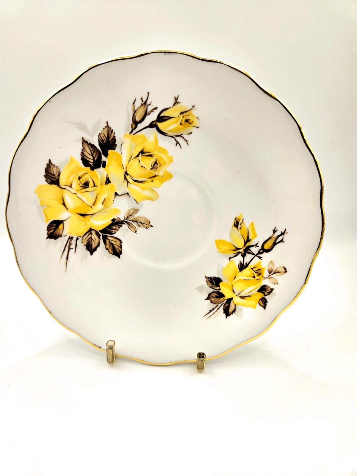 Royal Vale Bone China Yellow Roses Tea Cup & Saucer 1950s