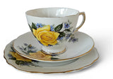 Vintage Royal Vale Ridgway Potteries Trio "Yellow Rose" c. 1950
