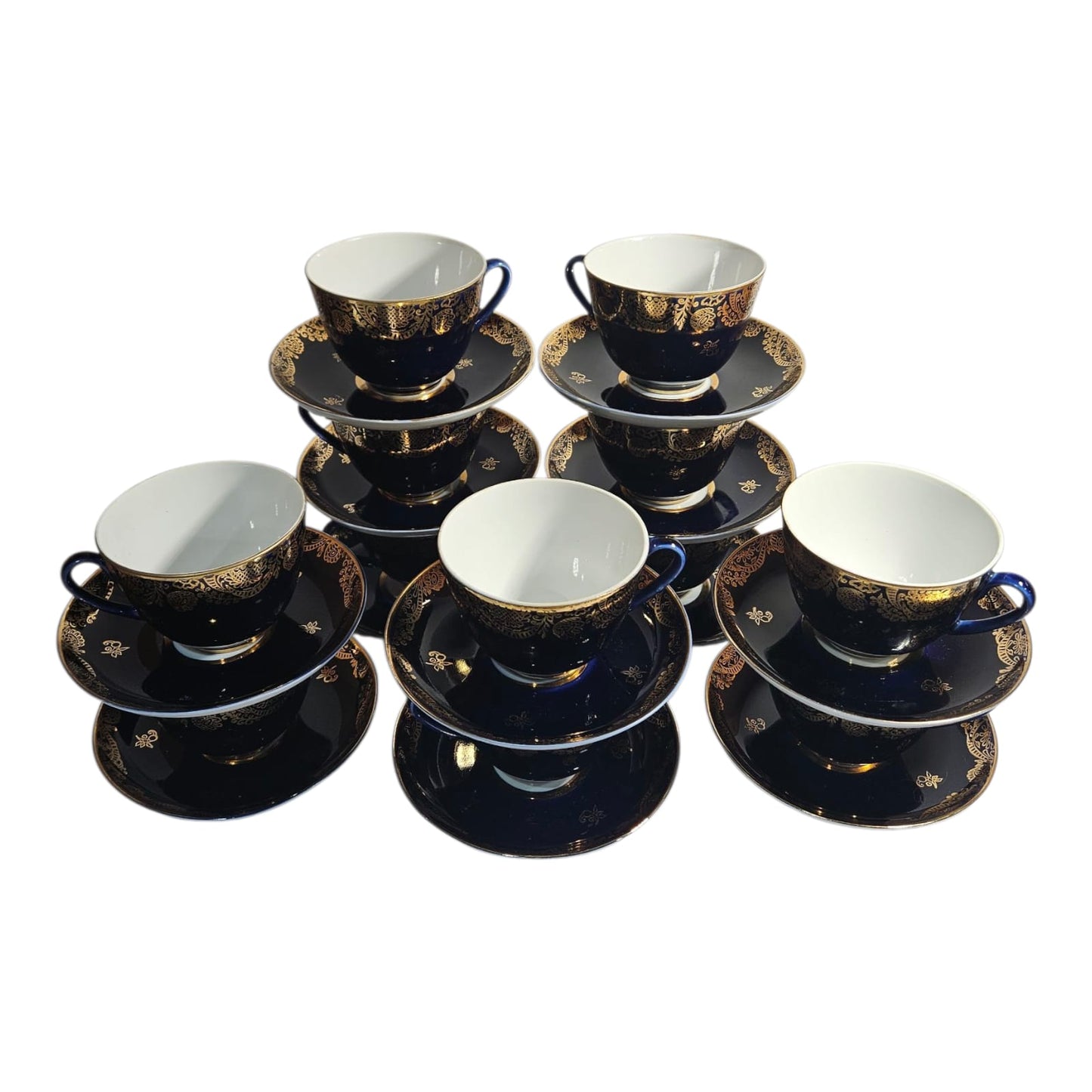 12 x Lomonosov USSR Cobalt blue & 22K gilded duos /Price per duo $30