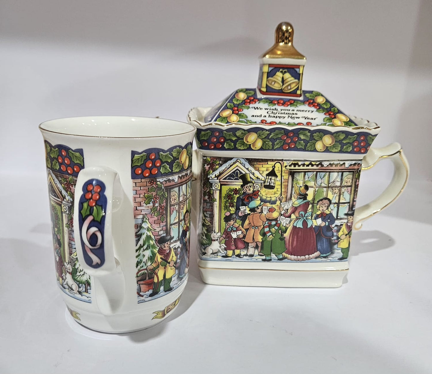 RARE Vintage Sadler Teapot & Mug Pavilion Series "The Carolers"
