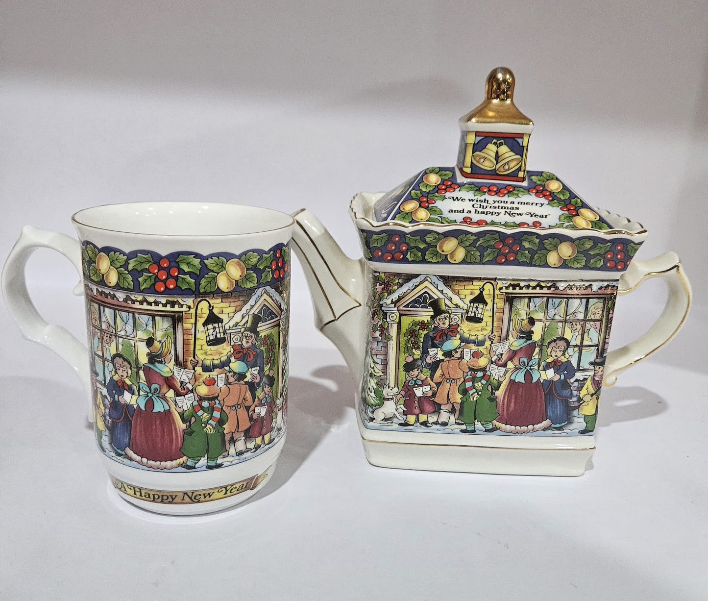 RARE Vintage Sadler Teapot & Mug Pavilion Series "The Carolers"