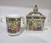 Rare théière et tasse vintage Sadler série Pavilion « Les chanteurs de Noël »