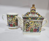 RARE Vintage Sadler Teapot & Mug Pavilion Series "The Carolers"