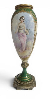 Late 19th-century Sèvres porcelain and ormolu mounted hand-painted vase