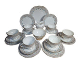 Service à thé vintage Art Nouveau Salisbury en porcelaine fine pour 6 personnes. Circa 1930.