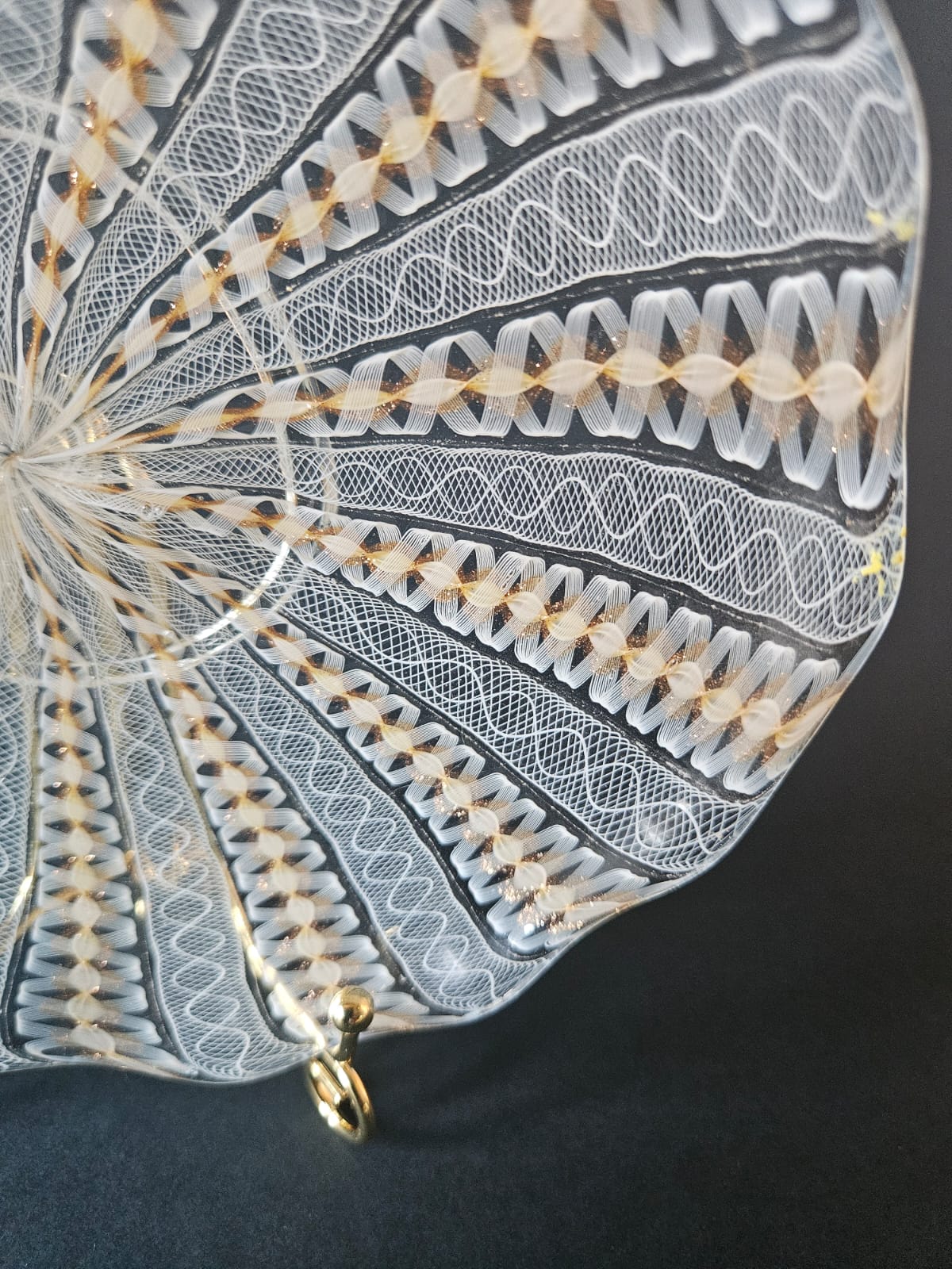 Salviati Murano Zanfirico & Copper Aventurine Glass Bowl and Underplate