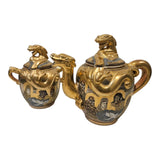 Période Meiji japonaise antique, théière et pot Shimazu Satsuma Moriage vers 1910