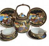 Japanese Satsuma Moriage Eggshell Tea/Coffee 22-piece Set, Hand-painted.