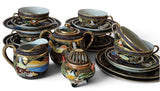 Japanese Satsuma Moriage Eggshell Tea/Coffee 20-piece Set, Hand-painted.