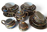 Japanese Satsuma Moriage Eggshell Tea/Coffee 20-piece Set, Hand-painted.