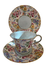 Rare trio de chintz vintage Aynsley « Été » vers 1940