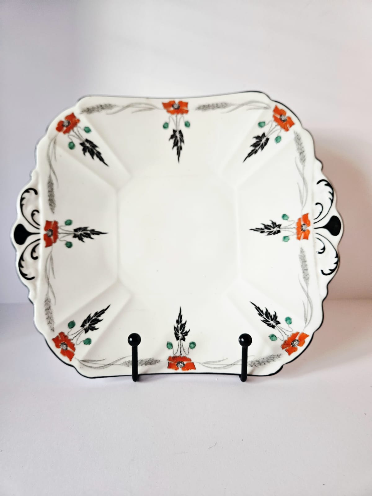 Shelley Tea set for 5 Pattern 11326 "Poppy" Coral Poppy w/Black c.1924