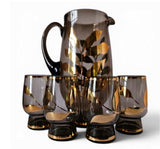 Bohemia Czech Smoke Mid Century Gold Leaf Lemonade set 5 pcs