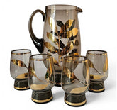 Bohemia Czech Smoke Mid Century Gold Leaf Lemonade set 5 pcs