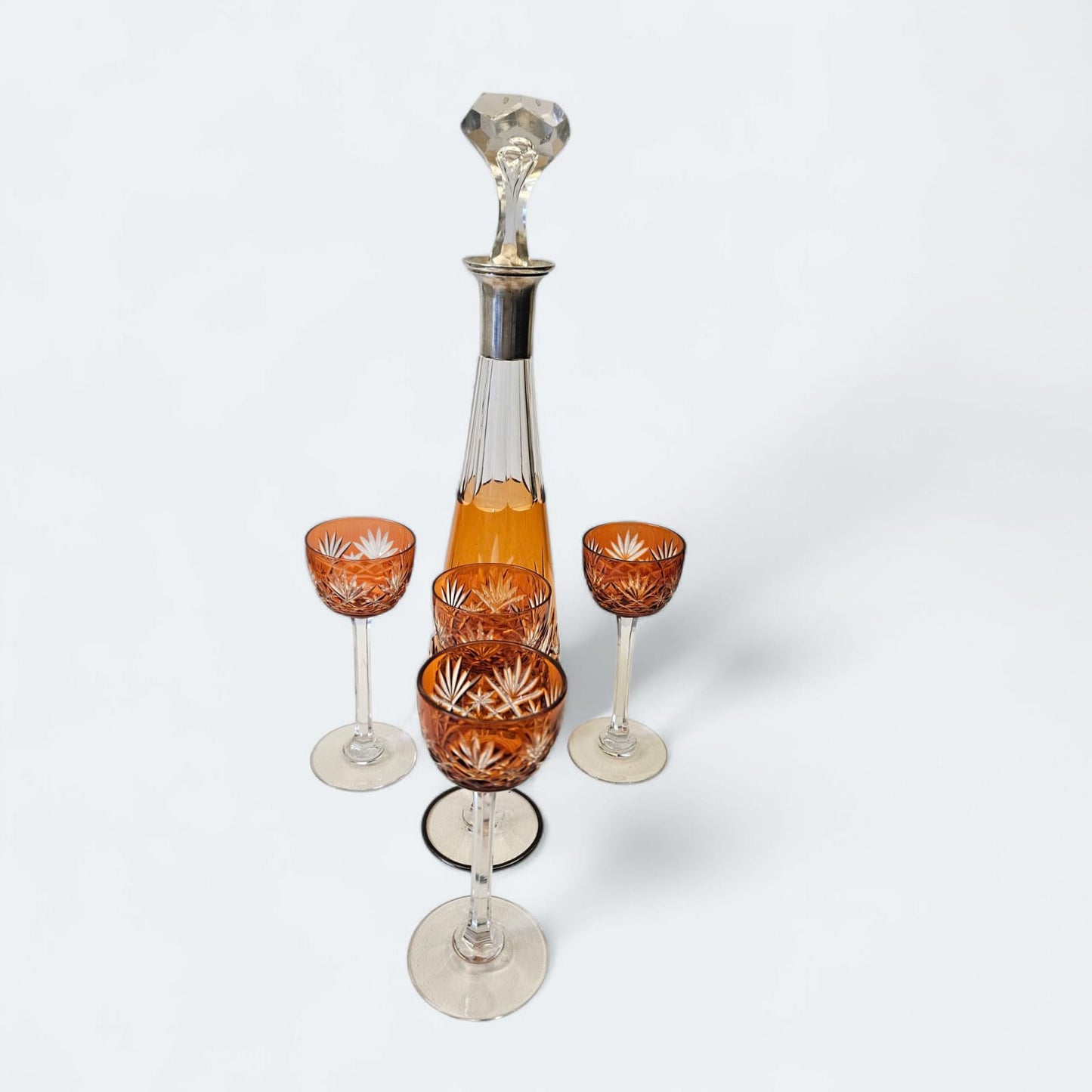 St Louis Crystal Carafon and 4 glasses, France circa 1900s