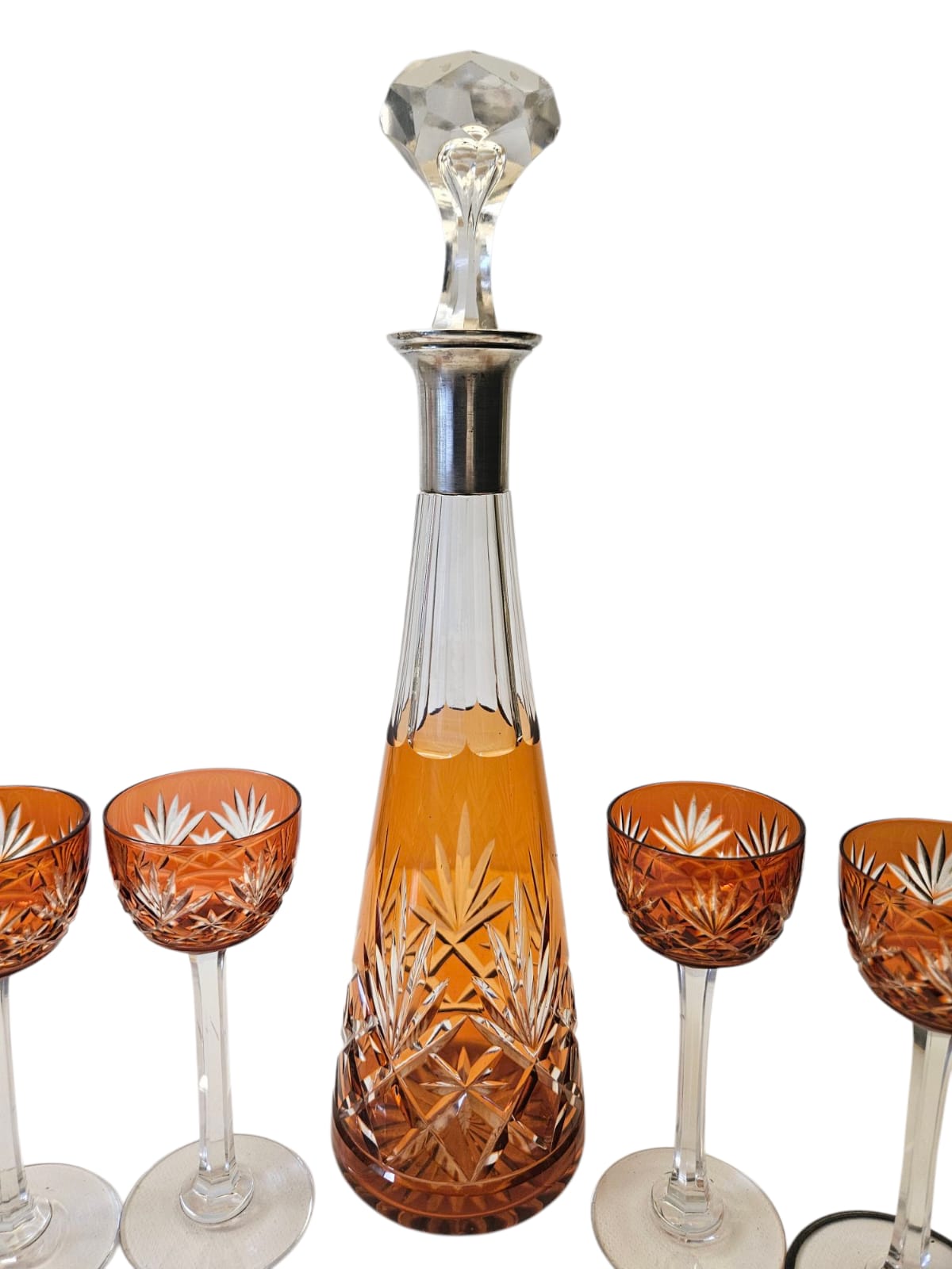 St Louis Crystal Carafon and 4 glasses, France circa 1900s