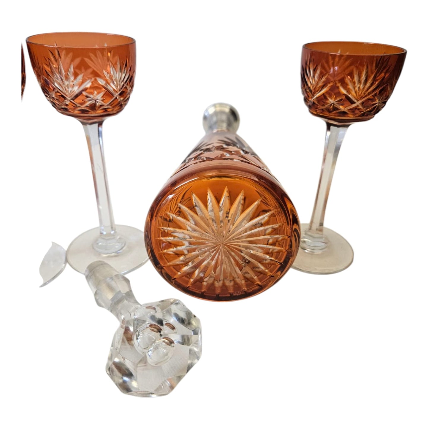 St Louis Crystal Carafon and 4 glasses, France circa 1900s