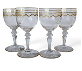 4 x Saint Louis French Crystal Glass Cordial Goblets in Beethoven circa 1910