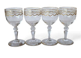 4 x Saint Louis French Crystal Glass Cordial Goblets in Beethoven circa 1910